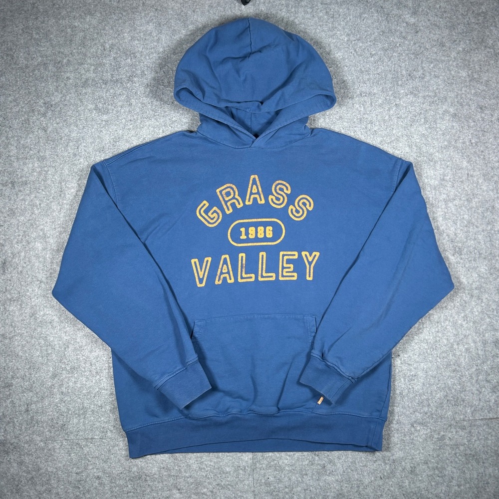 Levi's gold tab Hoodie Mens Large Blue Grass Valley 1986 Graphic Pullover